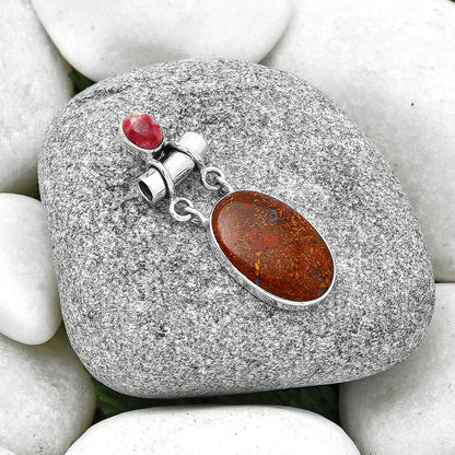 Natural Red Moss Agate & Pink Thulite Pendant P-1276 SDP127626