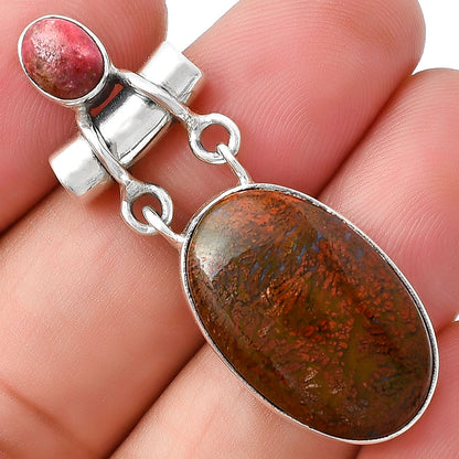 Natural Red Moss Agate & Pink Thulite Pendant P-1276 SDP127641