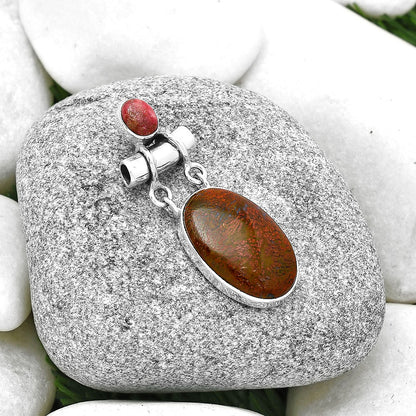 Natural Red Moss Agate & Pink Thulite Pendant P-1276 SDP127641