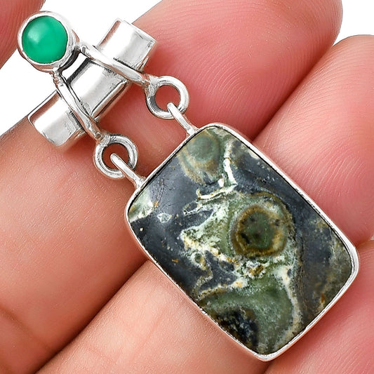 Natural Star Galaxy Jasper & Green Onyx Pendant P-1276 SDP127644