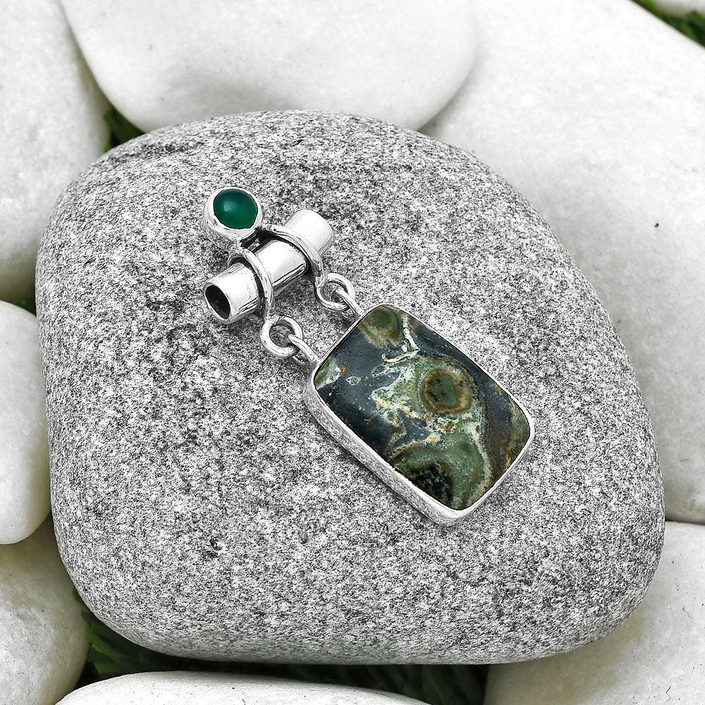 Natural Star Galaxy Jasper & Green Onyx Pendant P-1276 SDP127644