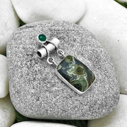 Natural Star Galaxy Jasper & Green Onyx Pendant P-1276 SDP127644