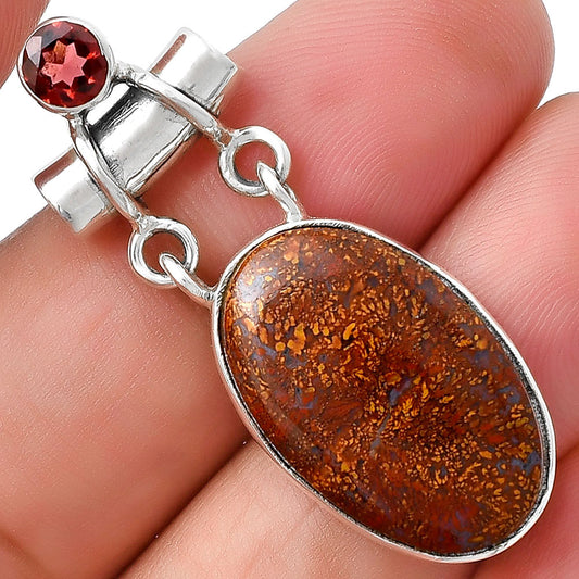 Natural Red Moss Agate & Garnet Pendant P-1276 SDP127647