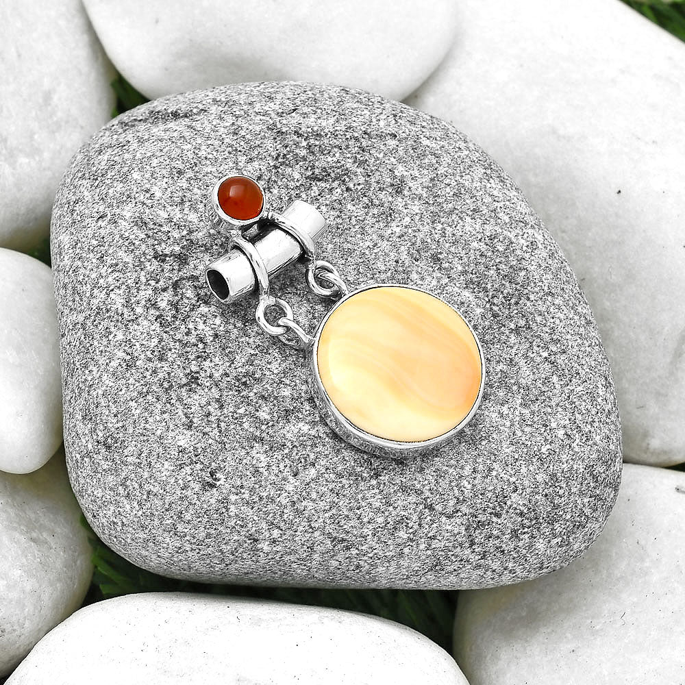 Natural Spiny Oyster Shell & Carnelian Pendant P-1276 SDP127651