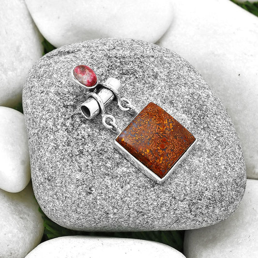 Natural Red Moss Agate & Pink Thulite Pendant P-1276 SDP127653