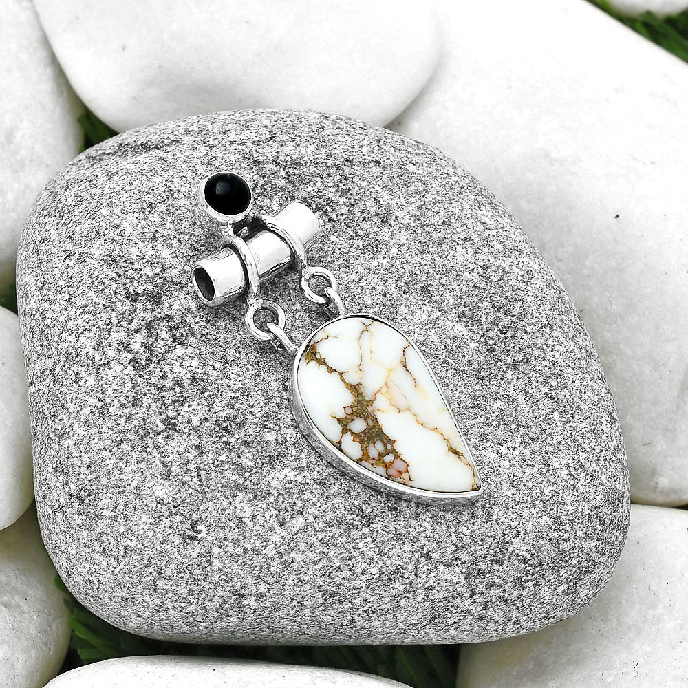Natural Wild Horse Jasper & Black Onyx Pendant P-1276 SDP127657