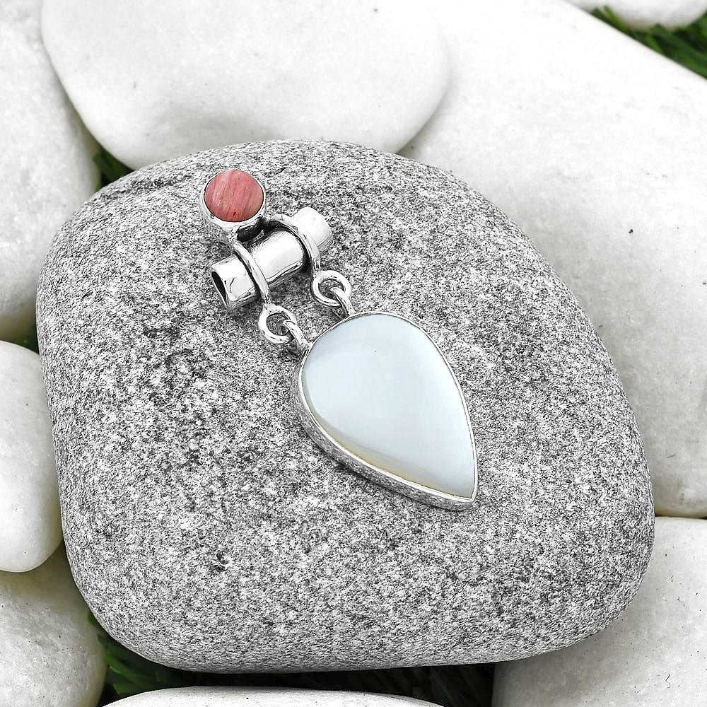 Srilankan Moonstone & Pink Tulip Quartz Pendant P-1276 SDP127660