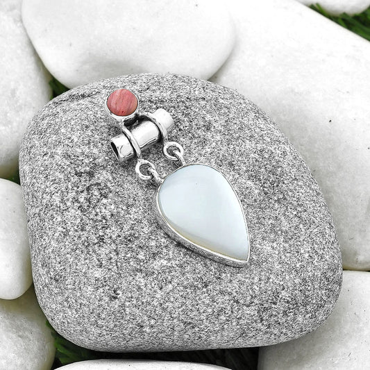 Srilankan Moonstone & Pink Tulip Quartz Pendant P-1276 SDP127660