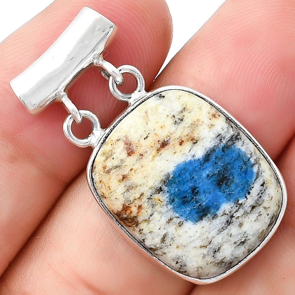 Natural K2 Blue - Azurite In Quartz Pendant P-1198 SDP127662
