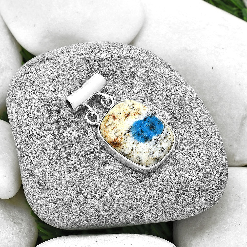 Natural K2 Blue - Azurite In Quartz Pendant P-1198 SDP127662