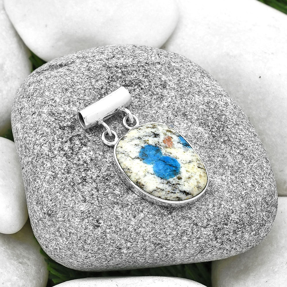 Natural K2 Blue - Azurite In Quartz Pendant P-1198 SDP127679