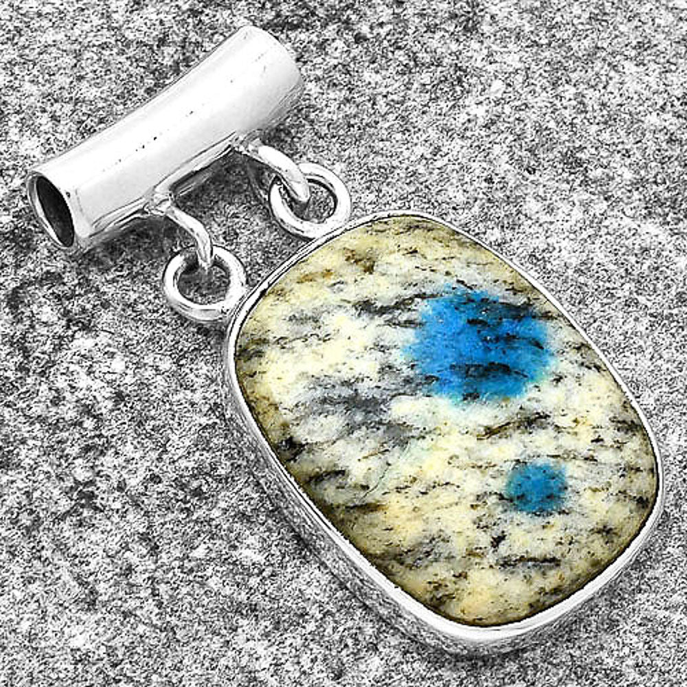 Natural K2 Blue - Azurite In Quartz Pendant P-1198 SDP127684