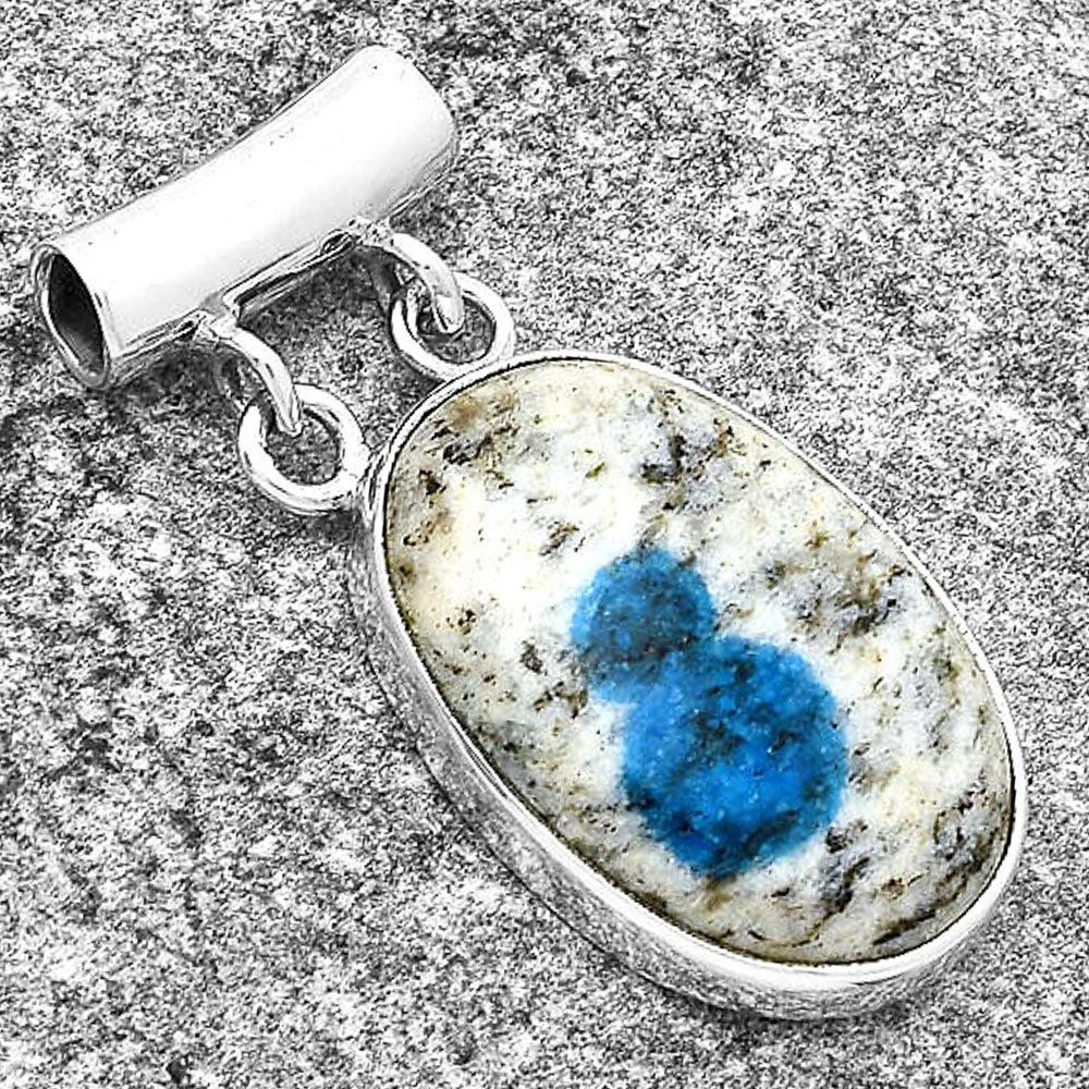 Natural K2 Blue - Azurite In Quartz Pendant P-1198 SDP127695