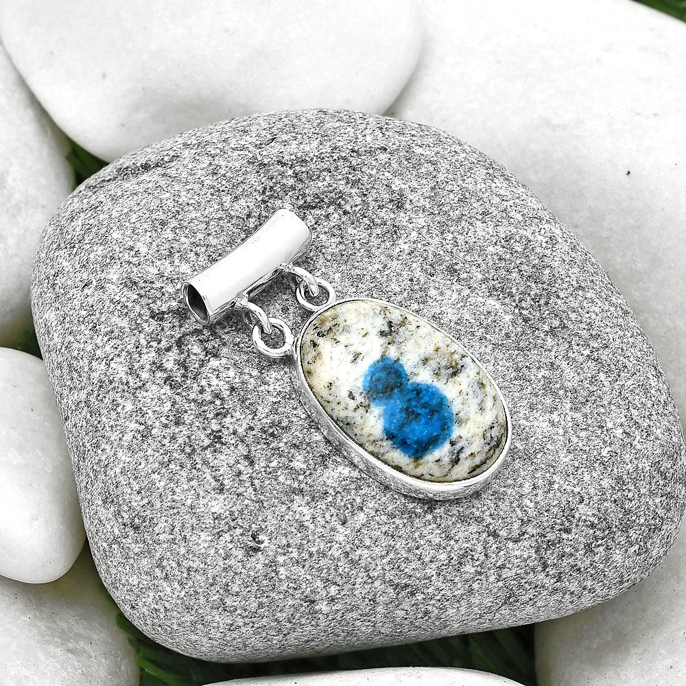 Natural K2 Blue - Azurite In Quartz Pendant P-1198 SDP127695