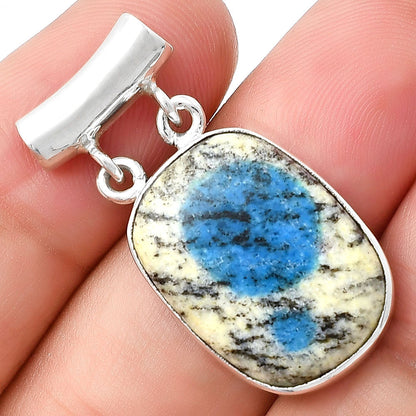 Natural K2 Blue - Azurite In Quartz Pendant P-1198 SDP127696