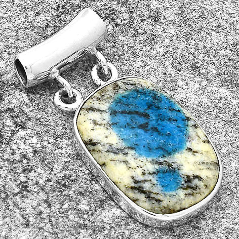 Natural K2 Blue - Azurite In Quartz Pendant P-1198 SDP127696