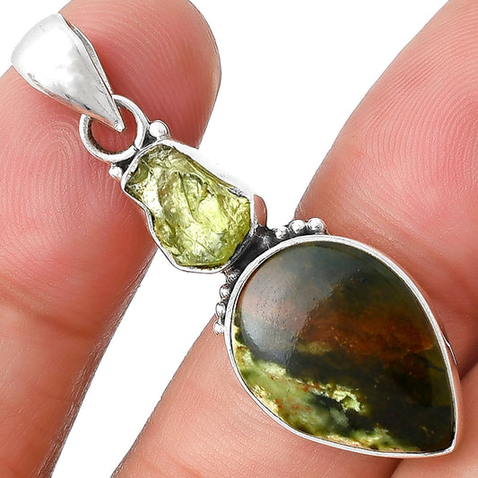 Chrome Chalcedony & Peridot Rough Pendant P-1617 SDP127718