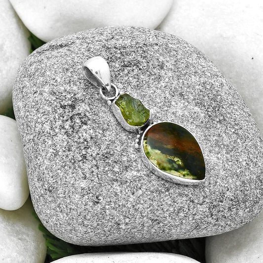 Chrome Chalcedony & Peridot Rough Pendant P-1617 SDP127718