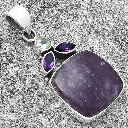 Purple Lepidolite, Amethyst & Sky Blue Topaz Pendant P-1203 SDP127729