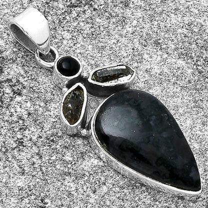 Indigo Gabbro, Herkimer Diamond & Black Onyx Pendant P-1203 SDP127730