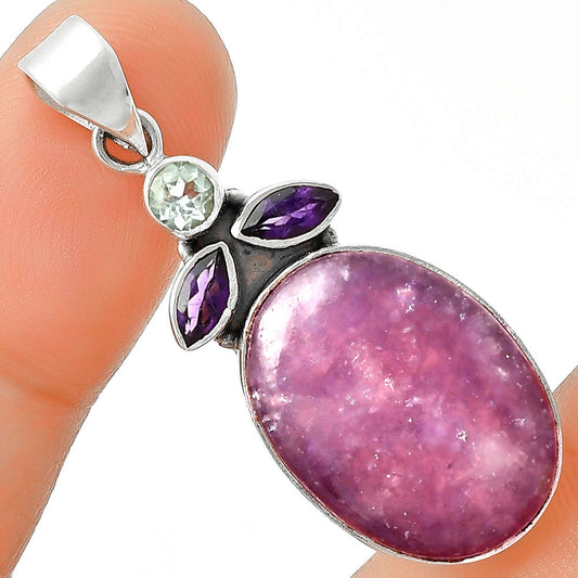 Purple Lepidolite, Amethyst & Sky Blue Topaz Pendant P-1203 SDP127739