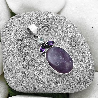 Purple Lepidolite, Amethyst & Sky Blue Topaz Pendant P-1203 SDP127739
