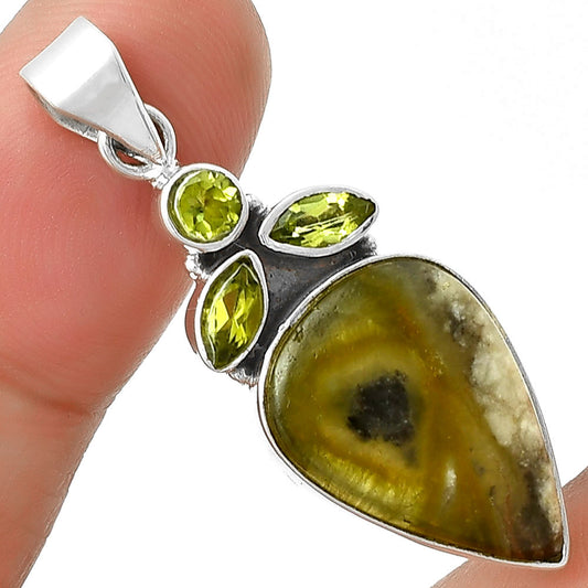 Natural Australian Prehnite & Peridot Pendant P-1203 SDP127748
