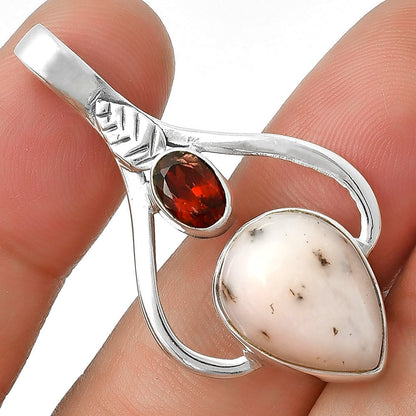 Natural Pink Opal Australia & Garnet Pendant P-1166 SDP127769