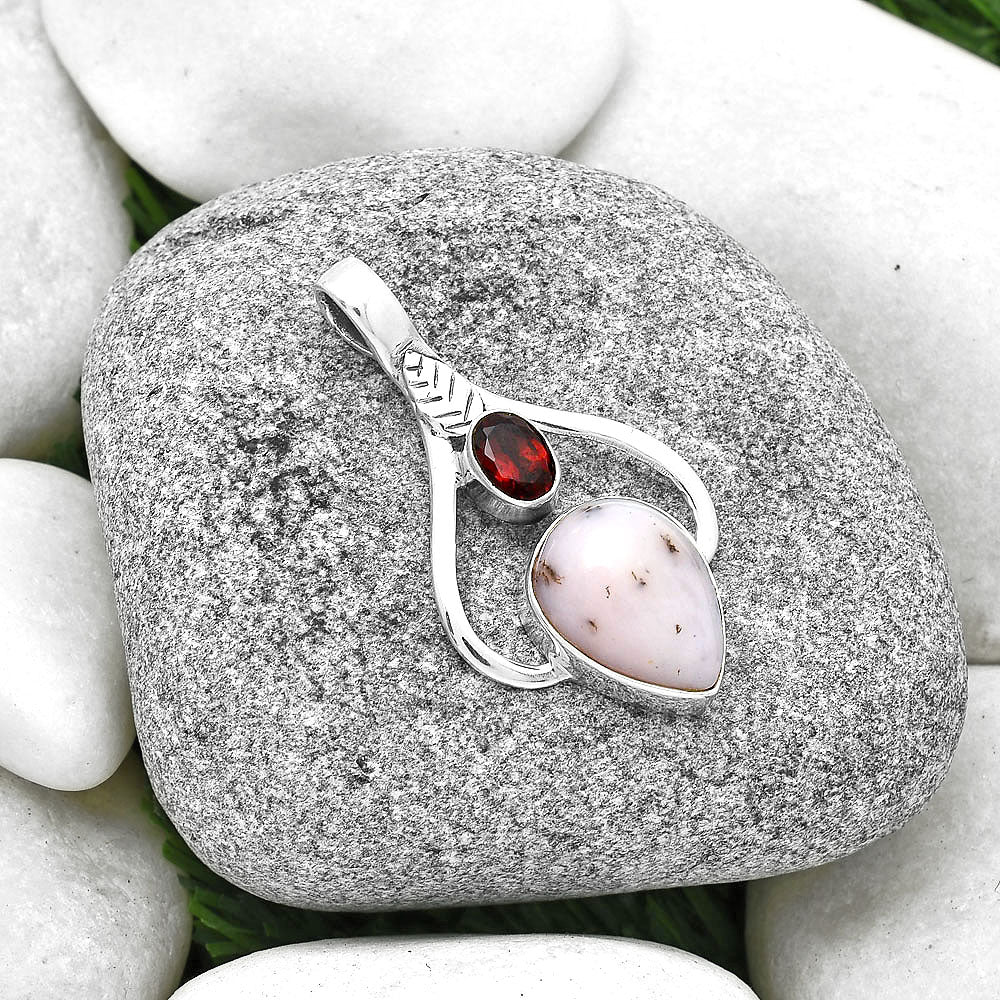 Natural Pink Opal Australia & Garnet Pendant P-1166 SDP127769