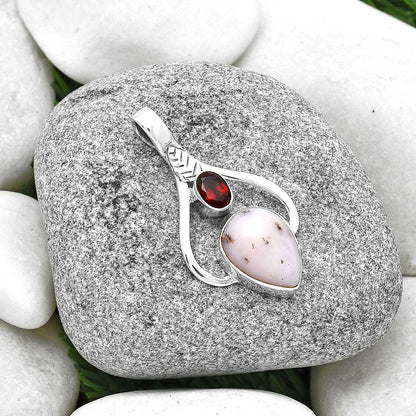 Natural Pink Opal Australia & Garnet Pendant P-1166 SDP127769