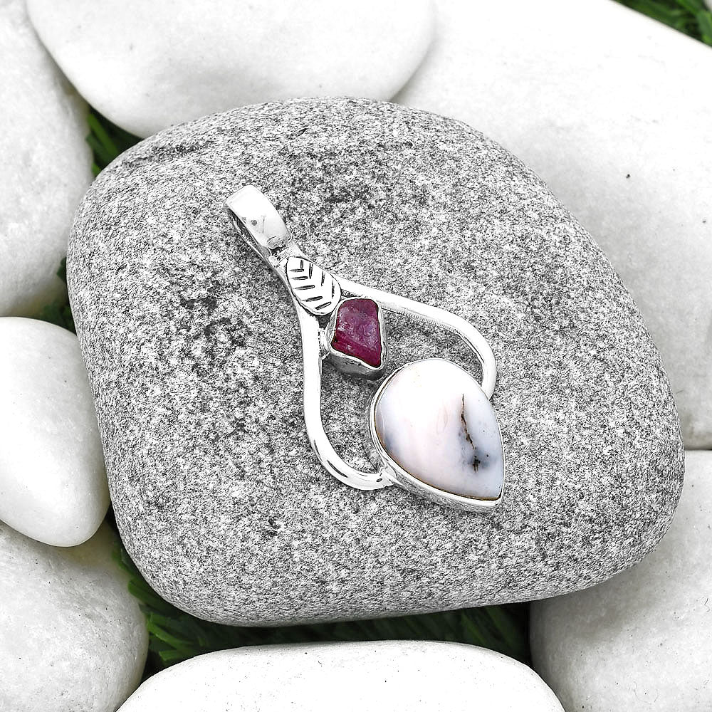 Pink Opal & Pink Tourmaline Rough Pendant P-1166 SDP127771