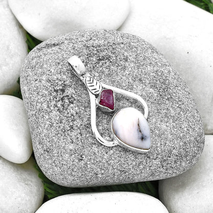 Pink Opal & Pink Tourmaline Rough Pendant P-1166 SDP127771