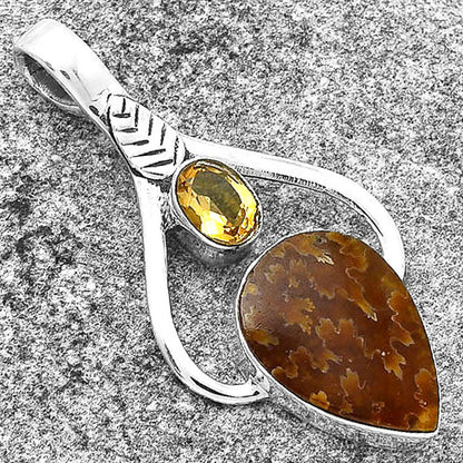 Sutured Ammonite Madagascar & Citrine Pendant P-1166 SDP127777