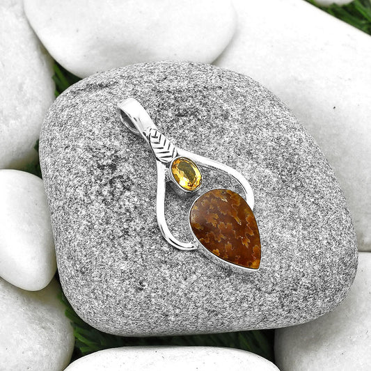 Sutured Ammonite Madagascar & Citrine Pendant P-1166 SDP127777