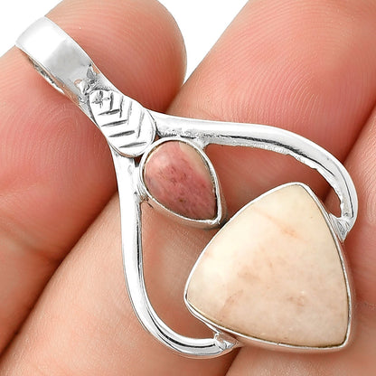 Pink Scolecite & Pink Tulip Quartz Pendant P-1166 SDP127783