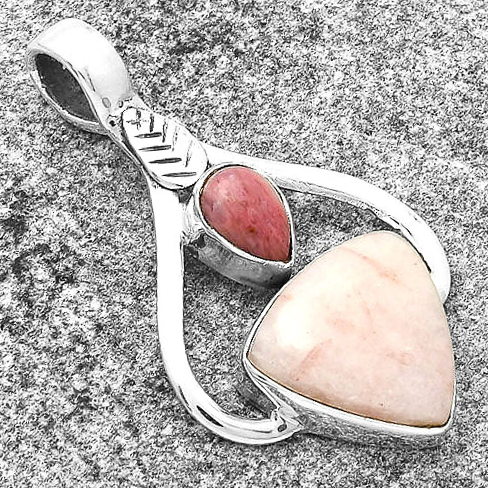 Pink Scolecite & Pink Tulip Quartz Pendant P-1166 SDP127783