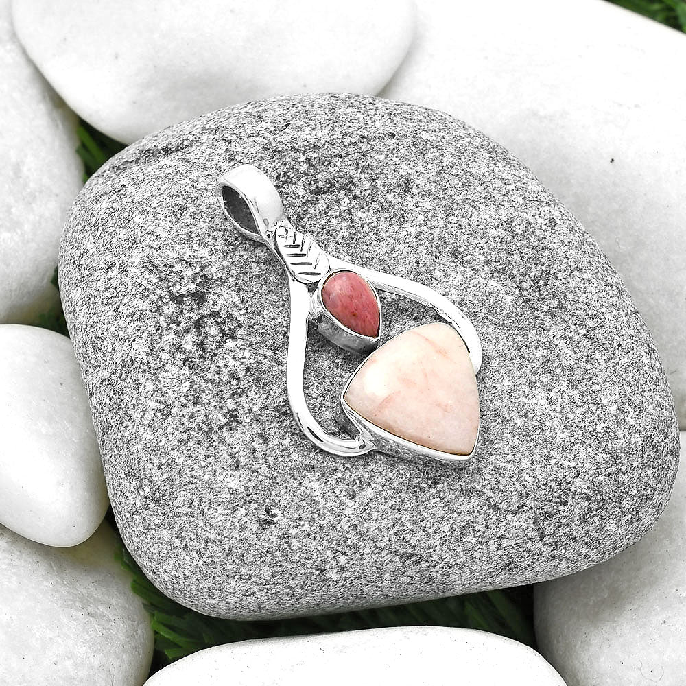 Pink Scolecite & Pink Tulip Quartz Pendant P-1166 SDP127783