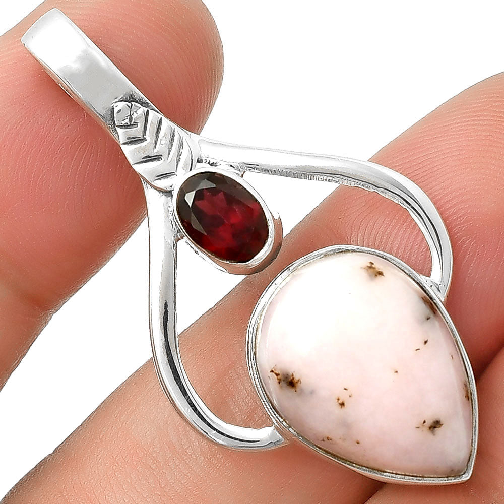 Natural Pink Opal Australia & Garnet Pendant P-1166 SDP127785