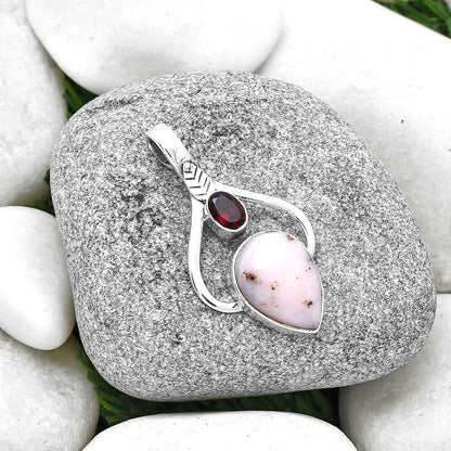 Natural Pink Opal Australia & Garnet Pendant P-1166 SDP127785