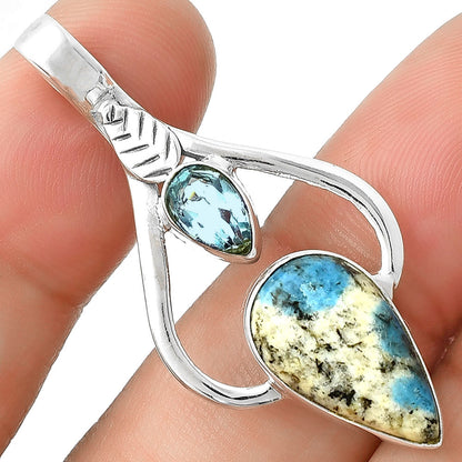 K2 Blue - Azurite In Quartz & Sky Blue Topaz Pendant P-1166 SDP127786