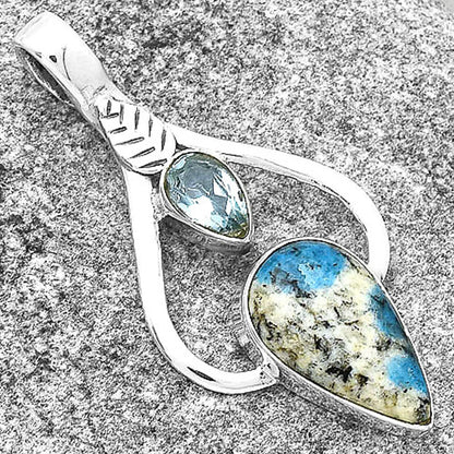 K2 Blue - Azurite In Quartz & Sky Blue Topaz Pendant P-1166 SDP127786