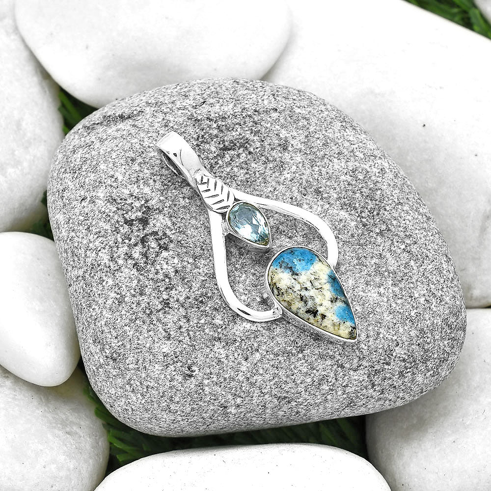 K2 Blue - Azurite In Quartz & Sky Blue Topaz Pendant P-1166 SDP127786