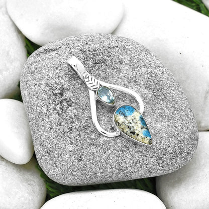K2 Blue - Azurite In Quartz & Sky Blue Topaz Pendant P-1166 SDP127786
