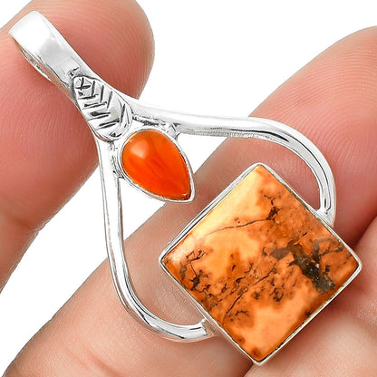 Indian Paint Gemstone & Carnelian Pendant P-1166 SDP127790