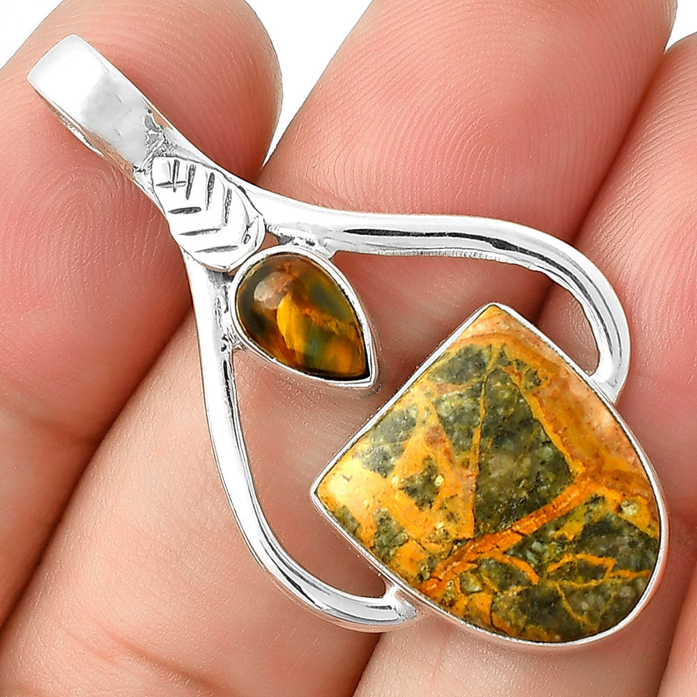 Moroccan Yellow Jacket Jasper & Pietersite Pendant P-1166 SDP127794