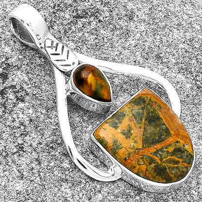 Moroccan Yellow Jacket Jasper & Pietersite Pendant P-1166 SDP127794