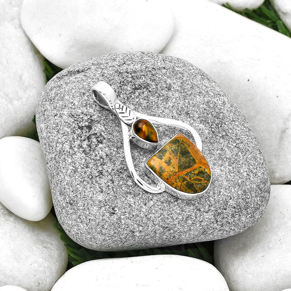 Moroccan Yellow Jacket Jasper & Pietersite Pendant P-1166 SDP127794