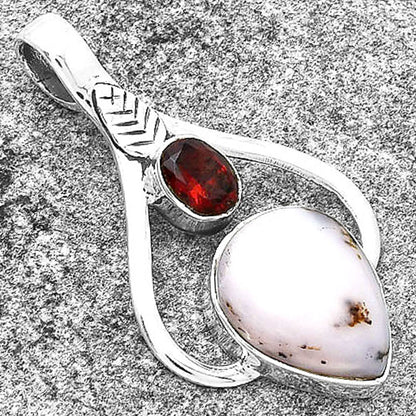 Natural Pink Opal Australia & Garnet Pendant P-1166 SDP127795