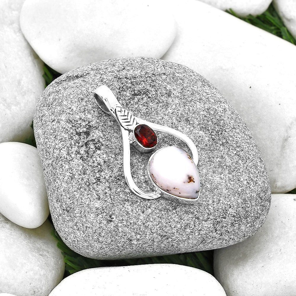 Natural Pink Opal Australia & Garnet Pendant P-1166 SDP127795
