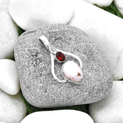 Natural Pink Opal Australia & Garnet Pendant P-1166 SDP127795